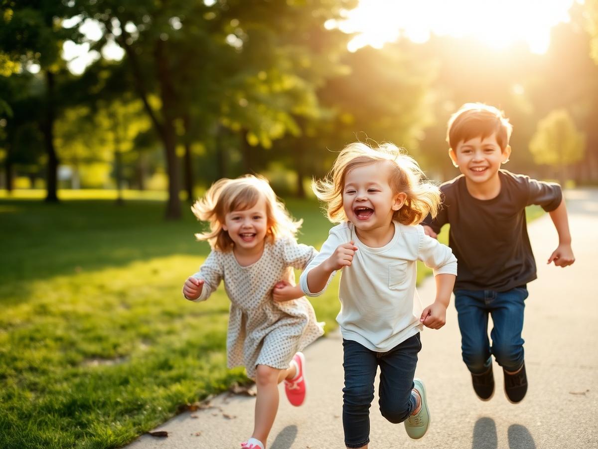 Children running and playing outdoors